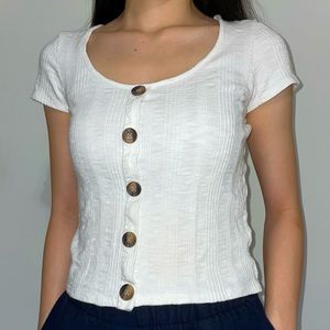 American Eagle’s Ribbed Button-Down T-Shirt